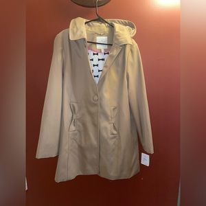 Kate Spade Camel Wool Blend Midi Walker Overcoat Size XL